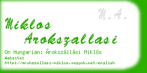 miklos arokszallasi business card